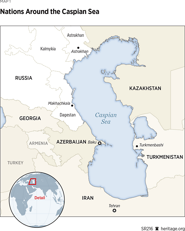 Persian Gulf And Caspian Sea Map