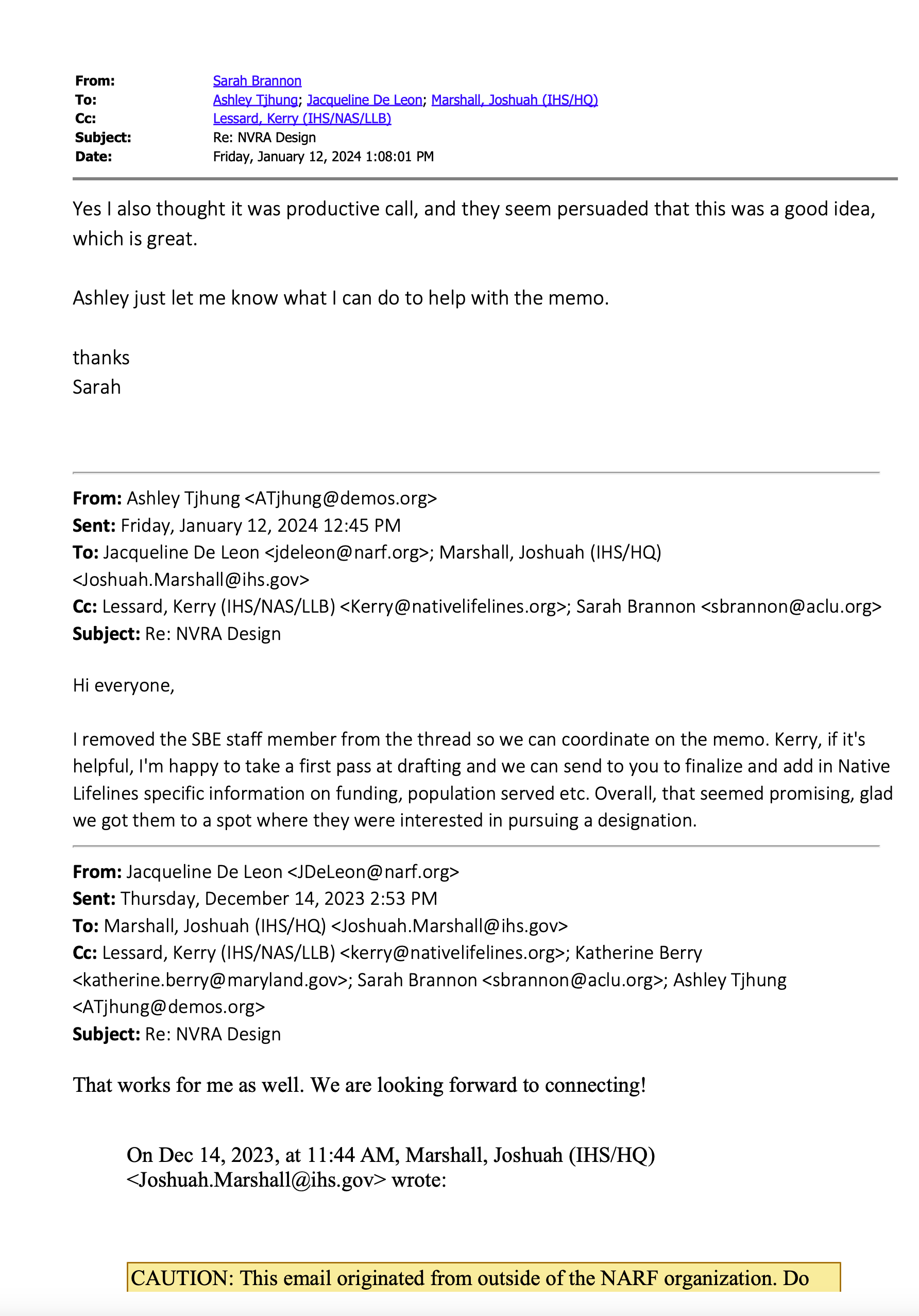 Example of email communications between IHS and NGOs